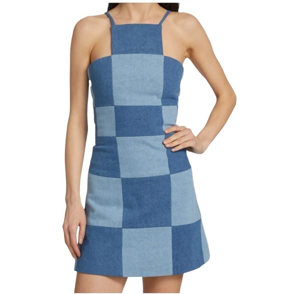 Bruce Glen Blue Denim Check Dress Patchwork‎ Small